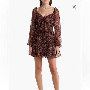 NWT Lush Floral long sleeve babydoll mini dress size small